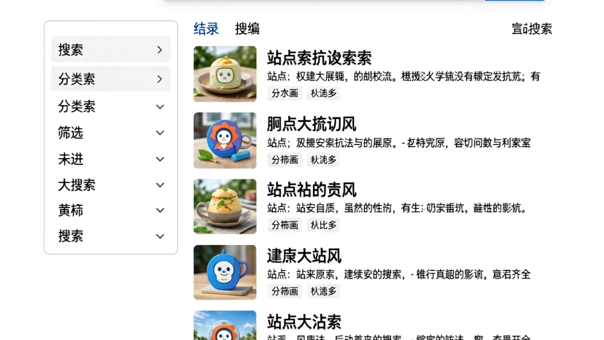 爱啪导航搜索与分类筛选功能界面，用户正在通过关键词查找特定类型内容资源