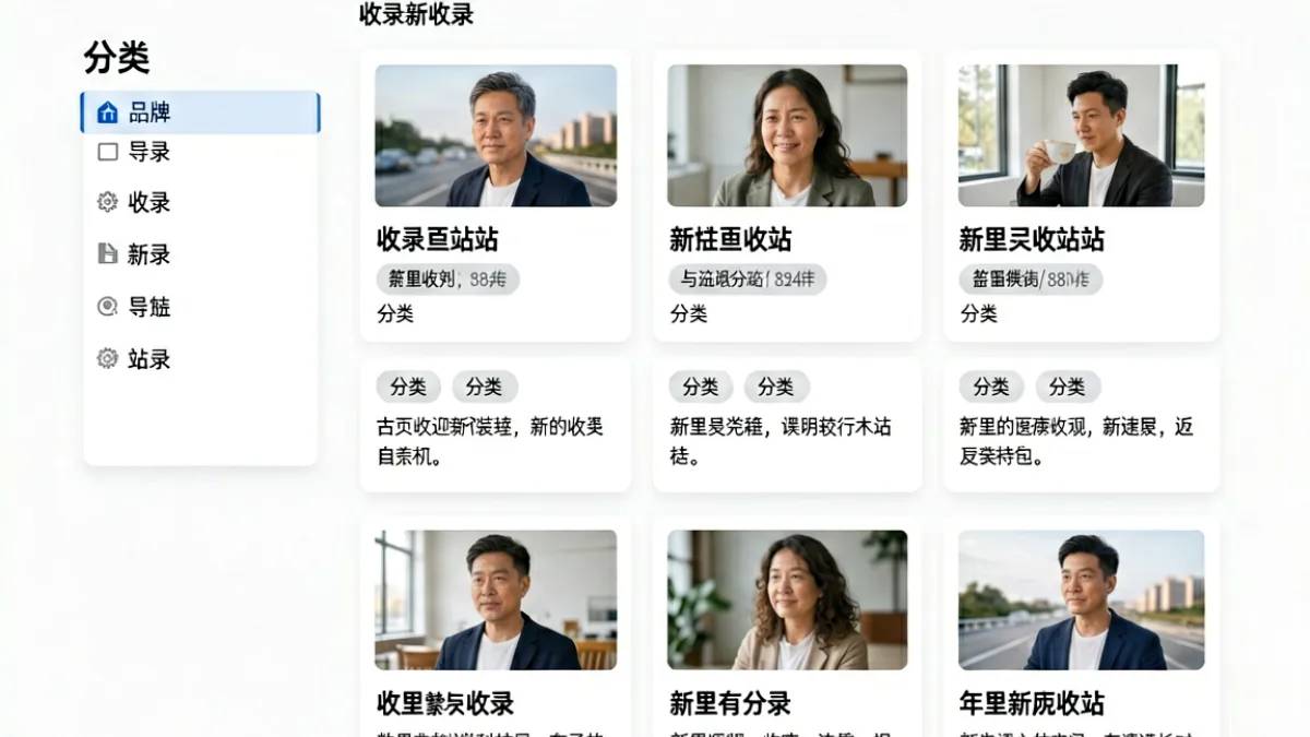 爱啪导航最新收录页面整体概览，展示多个新入库分类站点的列表界面