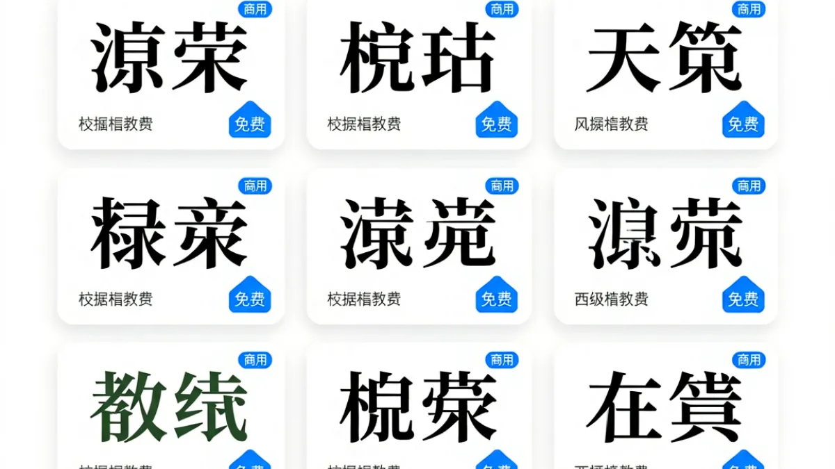爱啪导航字体下载导航站收录条目页面展示字体分类与商用授权标注界面